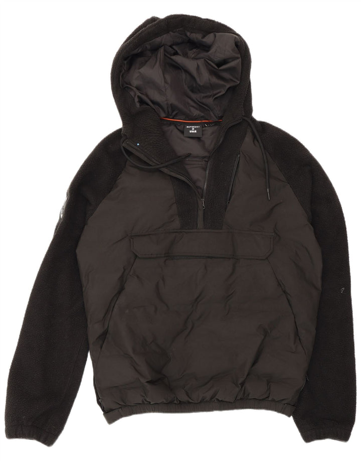Superdry Mens Hooded Pullover Padded Jacket UK 36 Small Black Colourblock