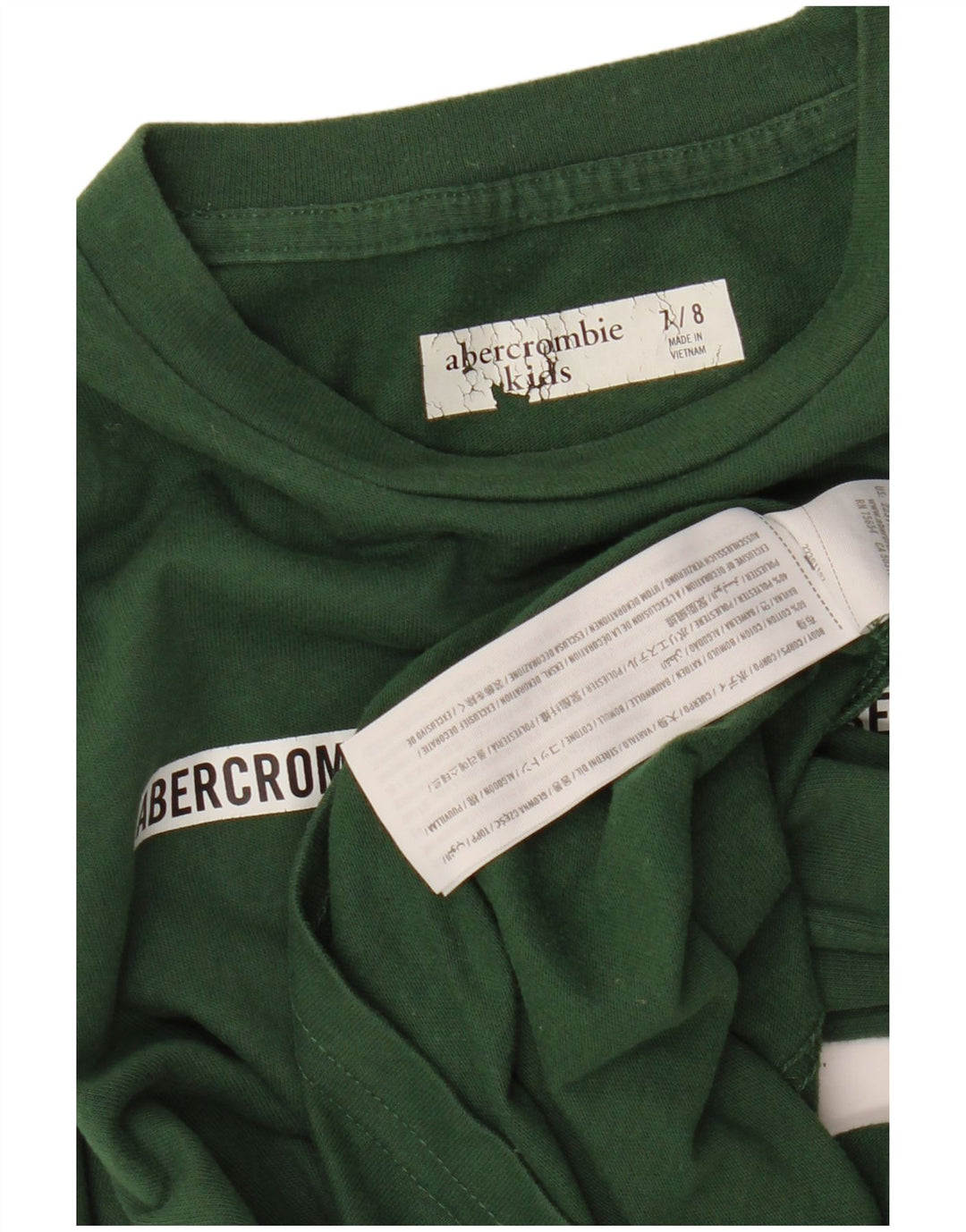 ABERCROMBIE & FITCH Boys Graphic Top Long Sleeve 7-8 Years Green Cotton
