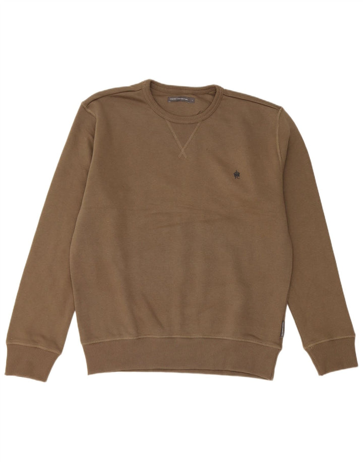 French Connection Mens Sweatshirt Jumper Large Khaki Cotton