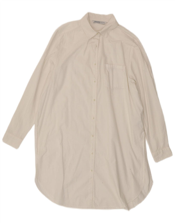 Zara Womens Oversized Shirt Dress UK 14 Medium White Cotton