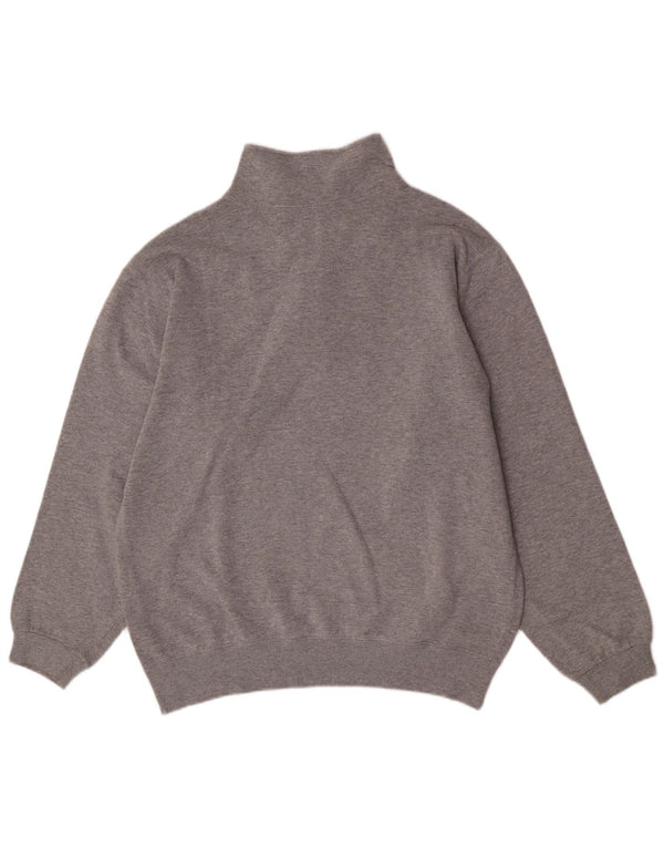 Champion Mens Graphic Zip Neck Sweatshirt Jumper Small Grey Cotton
