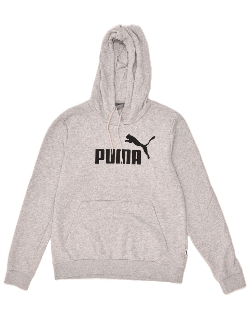 PUMA Womens Graphic Hoodie Jumper UK 14 Large Grey Cotton | Vintage Puma | Thrift | Second-Hand Puma | Used Clothing | Messina Hembry 