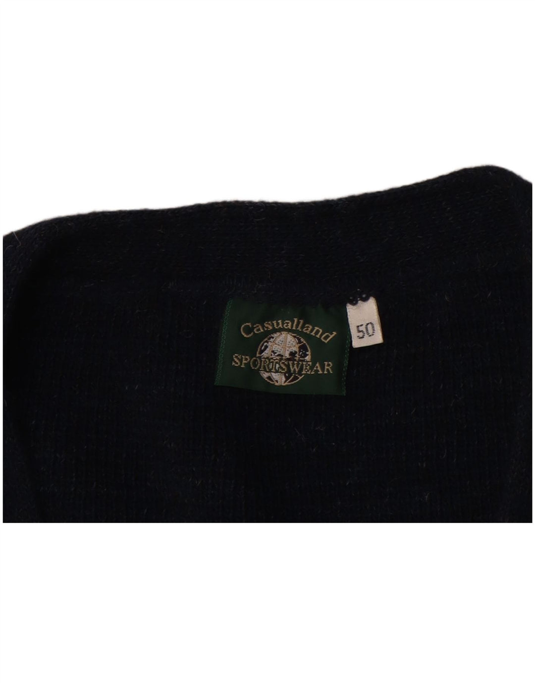 CASUALLAND Mens Cardigan Sweater IT 50 Medium Navy Blue Striped Acrylic