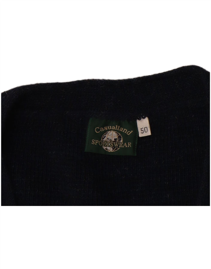 CASUALLAND Mens Cardigan Sweater IT 50 Medium Navy Blue Striped Acrylic