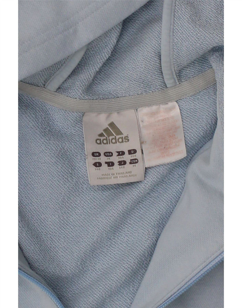 ADIDAS Girls Zip Hoodie Sweater 9-10 Years Blue Cotton Vintage Adidas and Second-Hand Adidas from Messina Hembry 