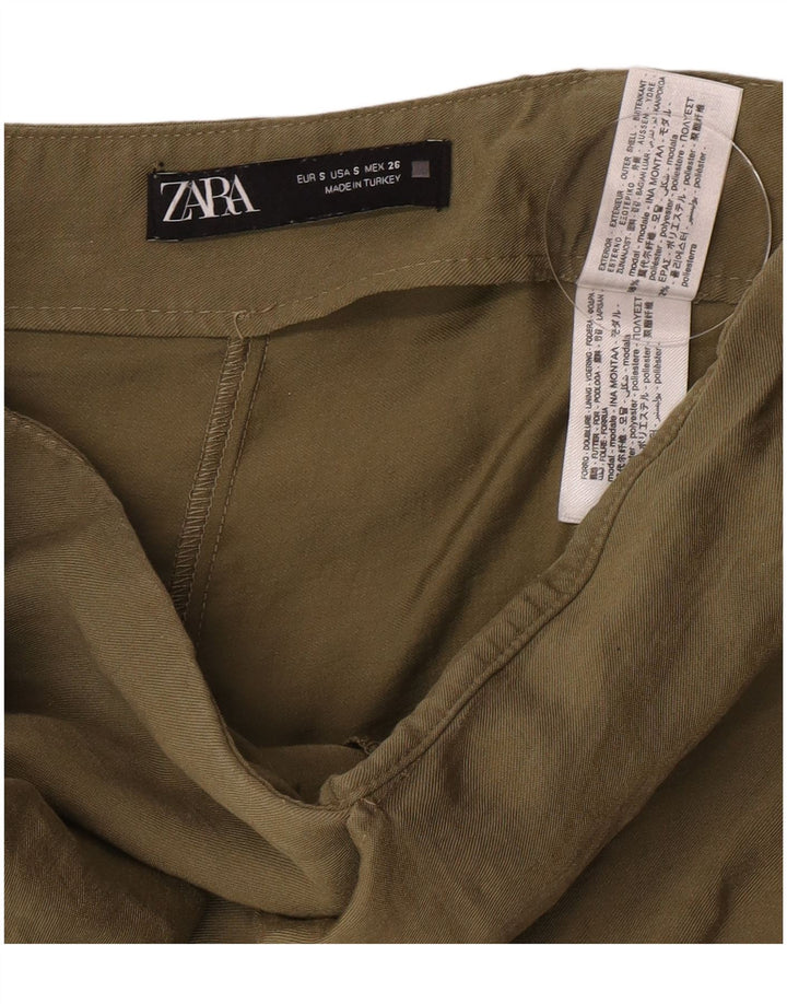 Zara Womens Casual Shorts Small W26 Khaki Modal