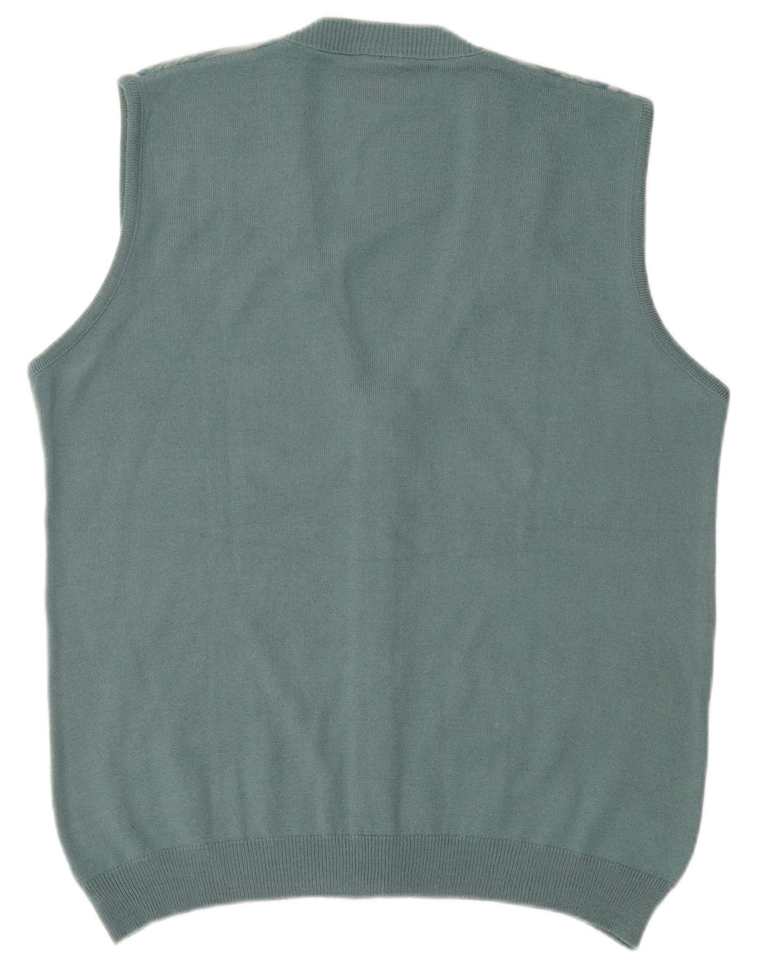Bernardini Mens Sleeveless Cardigan Sweater XL Blue Geometric Wool