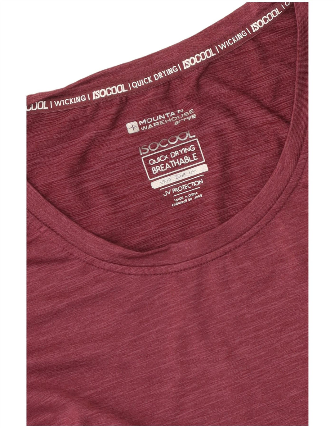 Mountain Warehouse Womens IsoCool T-Shirt Top UK 10 Small Maroon Flecked