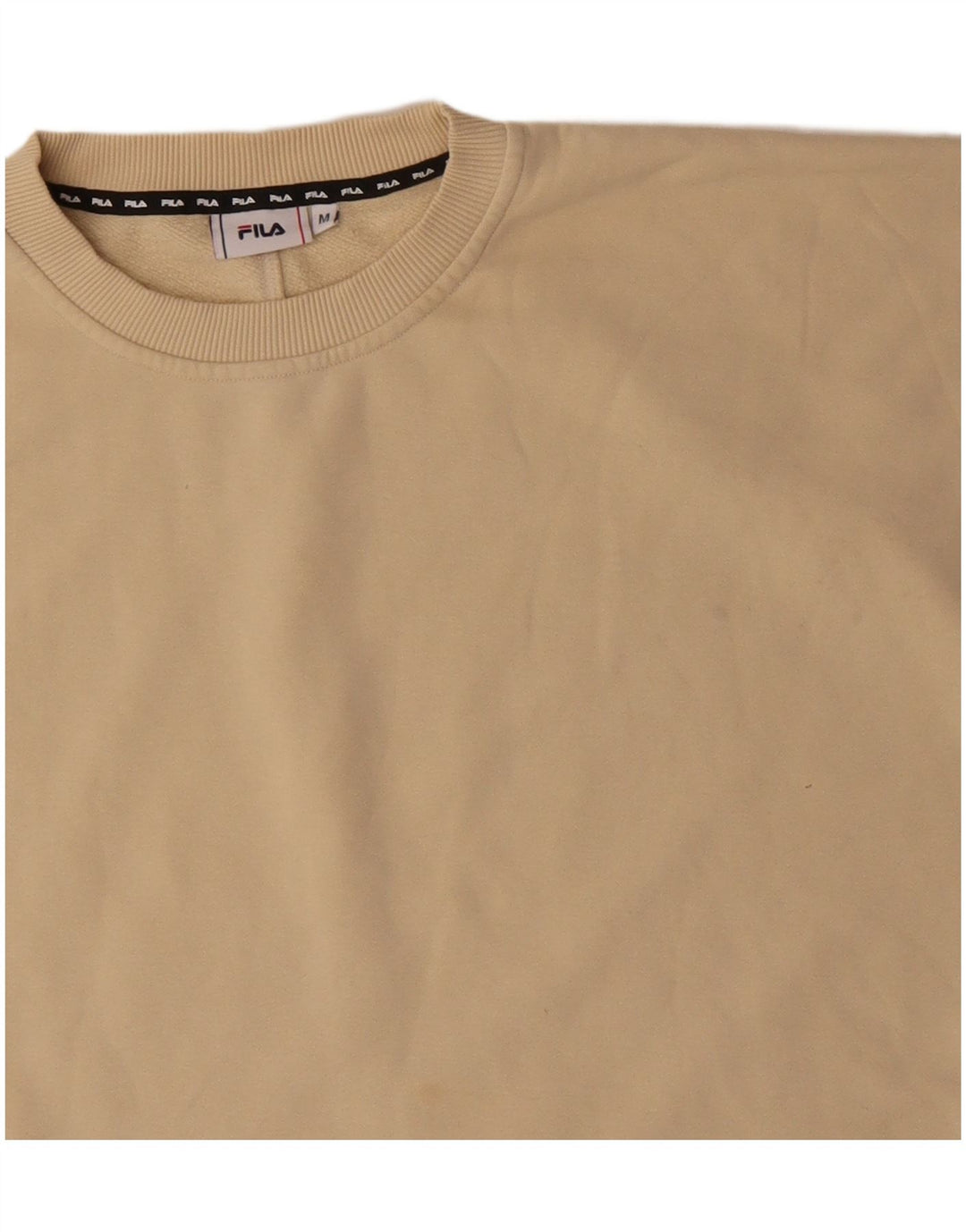 Fila Womens Crop Oversized T-Shirt Top UK 14 Medium Beige Cotton