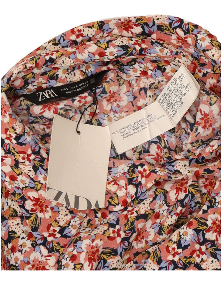 Zara Womens Long Sleeve Playsuit UK 10 Small Multicoloured Floral Polyester