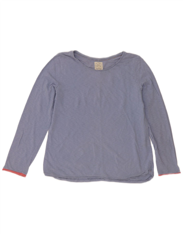 White Stuff Womens Top Long Sleeve UK 12 Medium  Blue Flecked Cotton