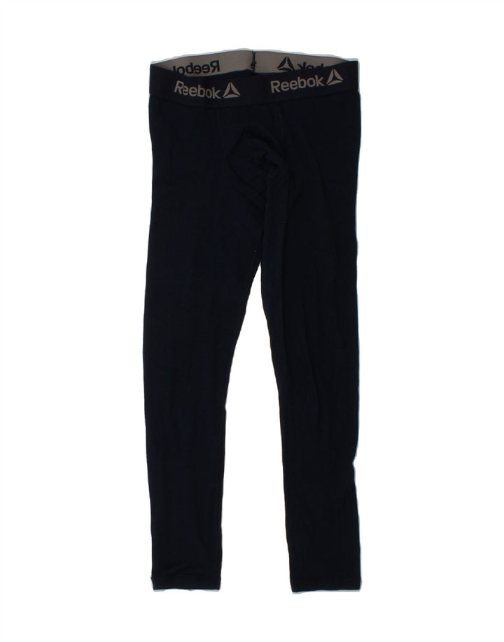 REEBOK Girls Graphic Leggings 7-8 Years Medium Navy Blue Polyester Vintage Reebok and Second-Hand Reebok from Messina Hembry 