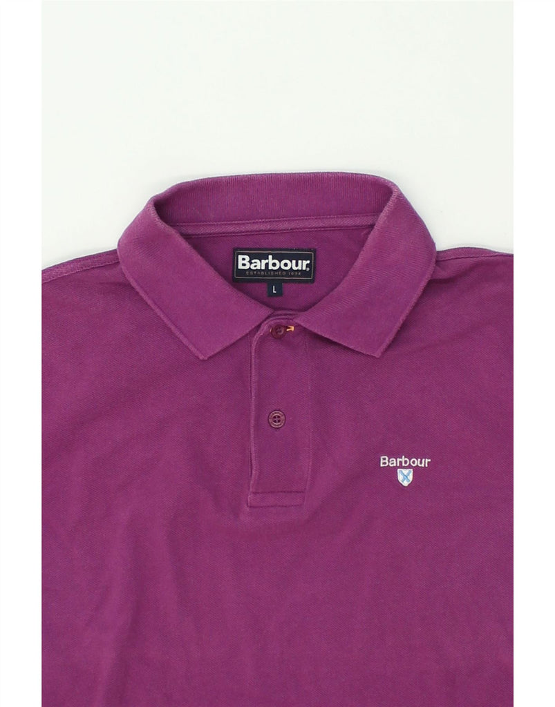 BARBOUR Mens Polo Shirt Large Purple Cotton | Vintage Barbour | Thrift | Second-Hand Barbour | Used Clothing | Messina Hembry 