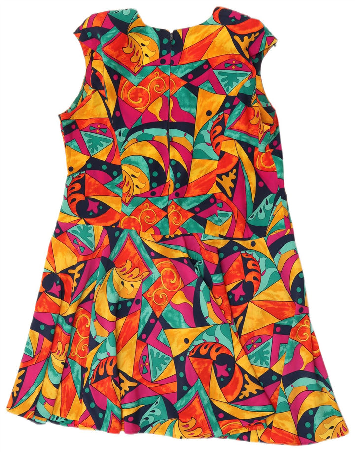Vintage Womens A-Line Dress UK 16 Large Multicoloured Geometric