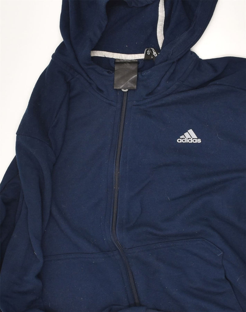 ADIDAS Mens Zip Hoodie Sweater Medium Navy Blue Polyester | Vintage Adidas | Thrift | Second-Hand Adidas | Used Clothing | Messina Hembry 