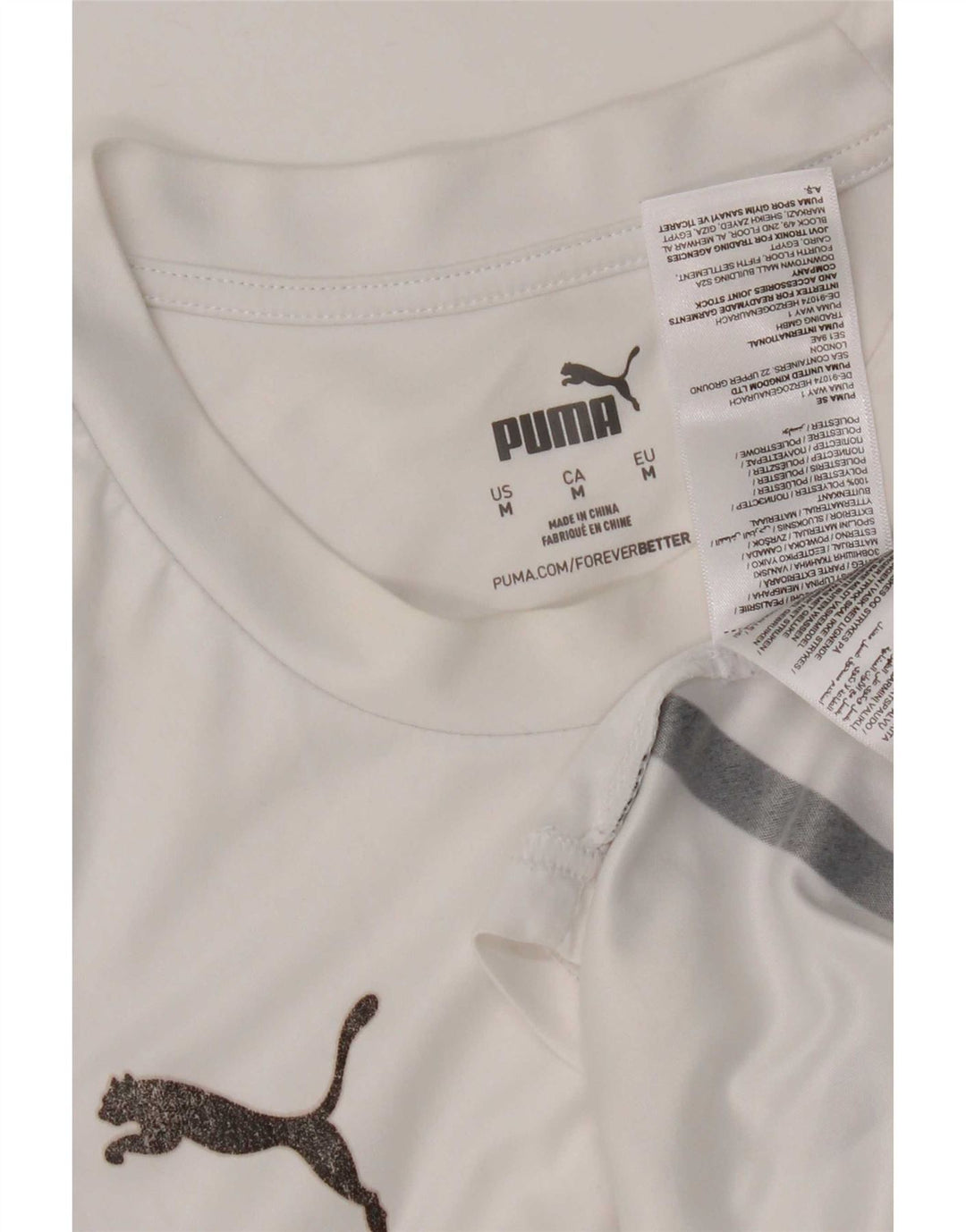 Puma Womens Graphic T-Shirt Top Medium White Polyester