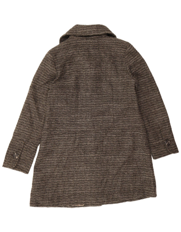 White Stuff Womens Overcoat UK 14 Large Grey Striped Polyester