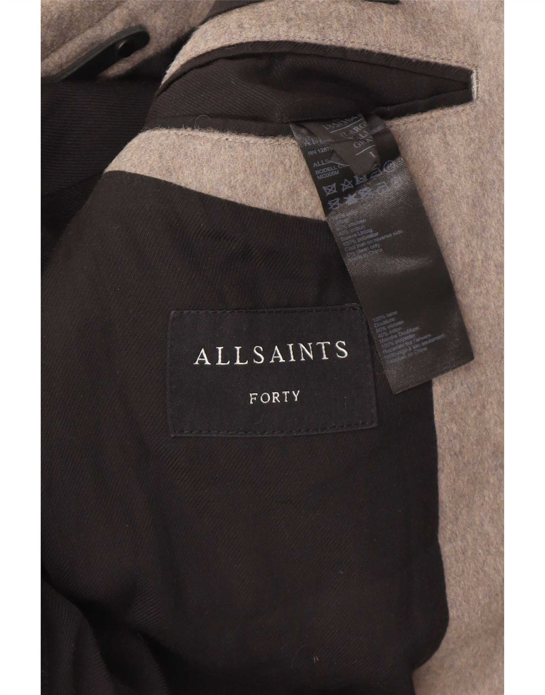 All Saints Mens Overcoat UK 40 Large Grey Wool