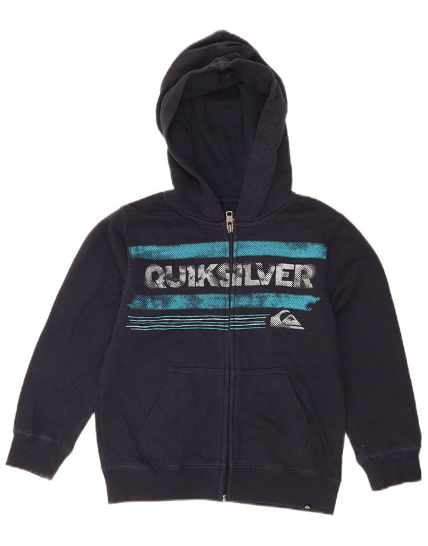 Quiksilver Boys Graphic Zip Hoodie Sweater 5-6 Years Navy Blue Cotton
