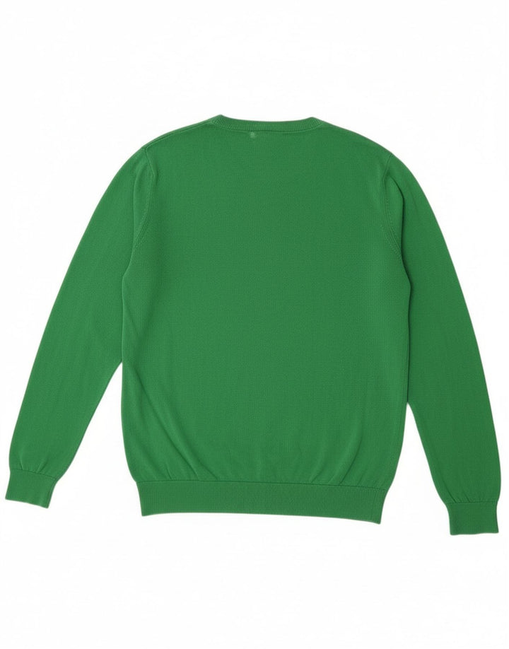 Lacoste Mens V-Neck Jumper Sweater Size 4 Medium Green