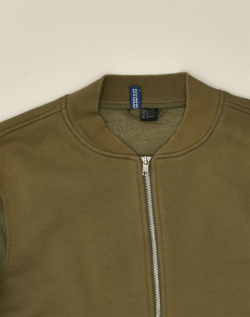 H&M Mens Bomber Jacket UK 38 Medium Khaki Polyester | Vintage H&M | Thrift | Second-Hand H&M | Used Clothing | Messina Hembry 