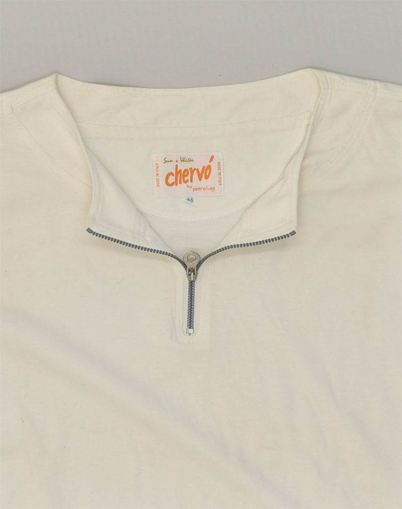 CHERVO Womens T-Shirt Top EU 44 XL White Cotton | Vintage Chervo | Thrift | Second-Hand Chervo | Used Clothing | Messina Hembry 