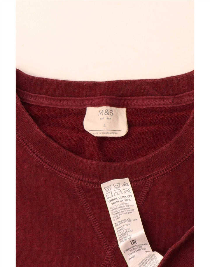 Marks & Spencer Mens Sweatshirt Jumper Large Maroon Cotton