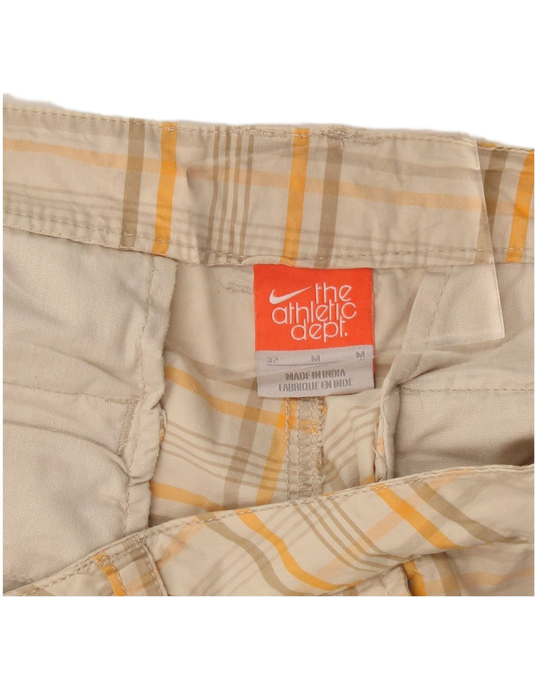 NIKE Mens Cargo Shorts Medium Beige Plaid