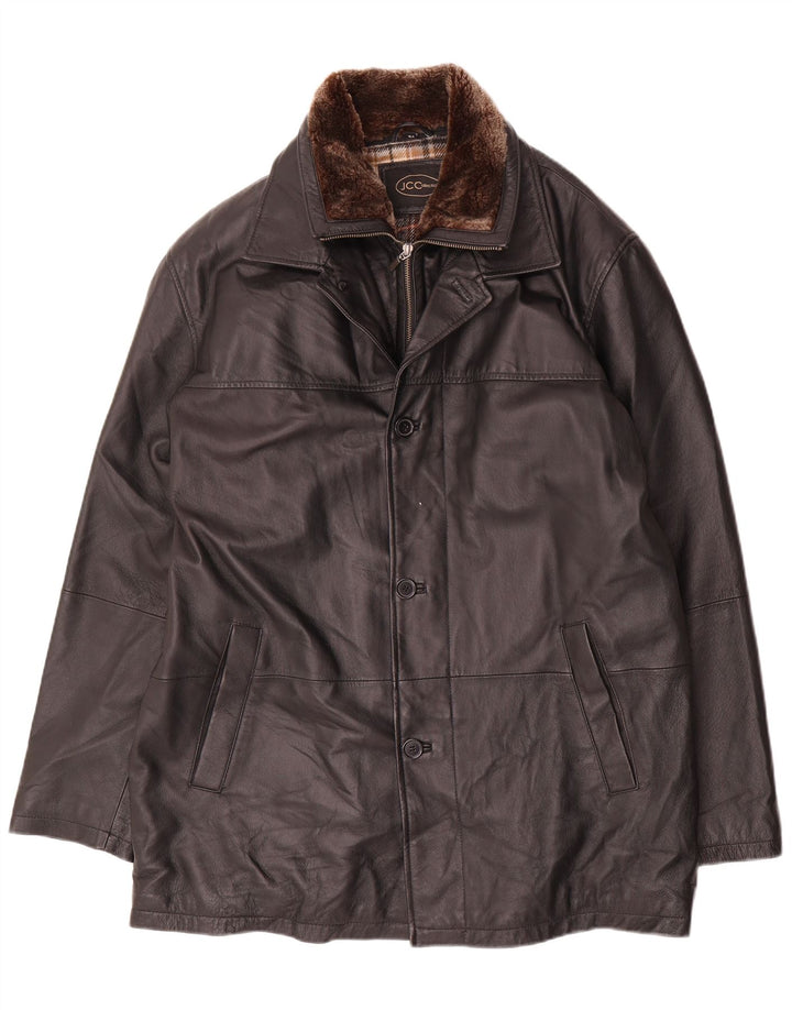 JCC Mens Leather Jacket IT 54 2XL Black