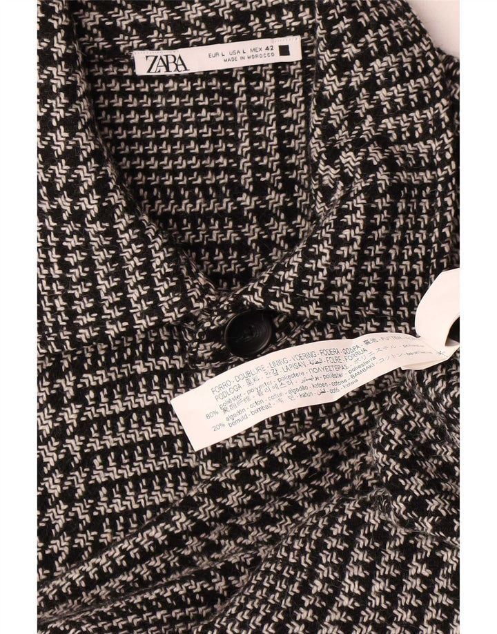 Zara Mens Utility Jacket Large Black Houndstooth Polyester