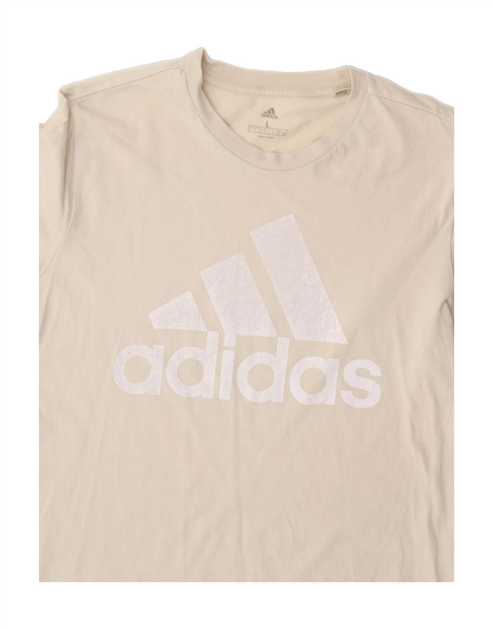 ADIDAS Mens Graphic T-Shirt Top Large Beige Cotton Vintage Adidas and Second-Hand Adidas from Messina Hembry 