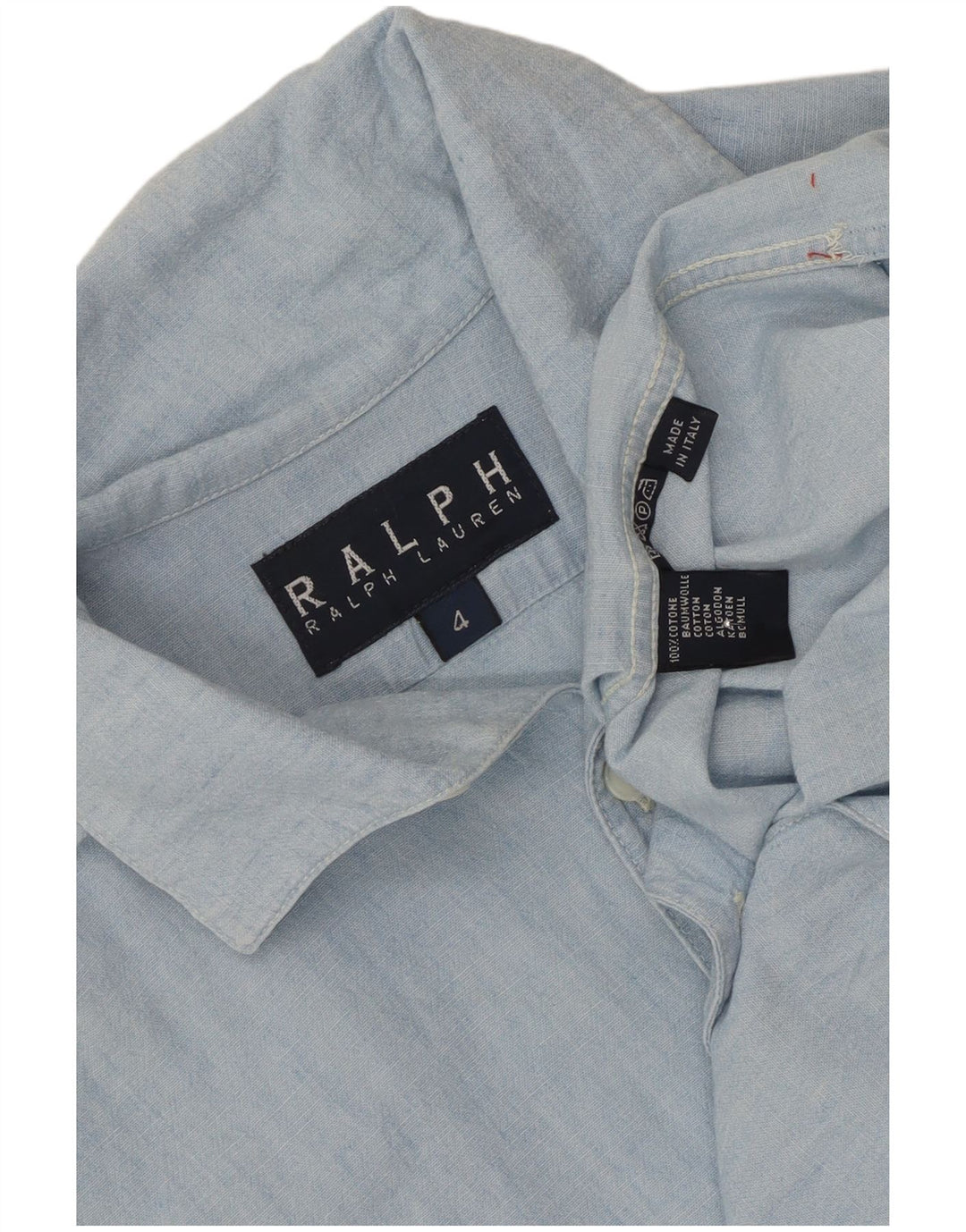 Ralph Lauren Womens Short Sleeve Oversized Shirt US 4 Small Blue Cotton