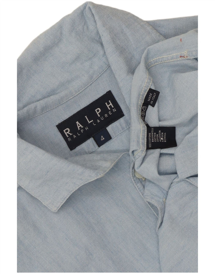 Ralph Lauren Womens Short Sleeve Oversized Shirt US 4 Small Blue Cotton