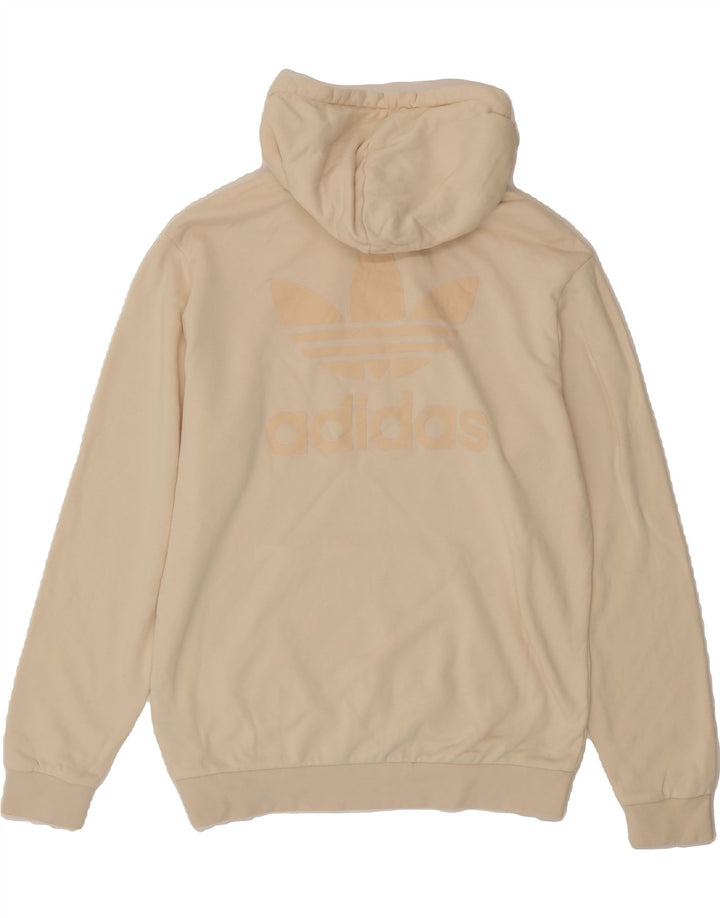 ADIDAS Mens Graphic Hoodie Jumper Medium Beige Cotton Vintage Adidas and Second-Hand Adidas from Messina Hembry 