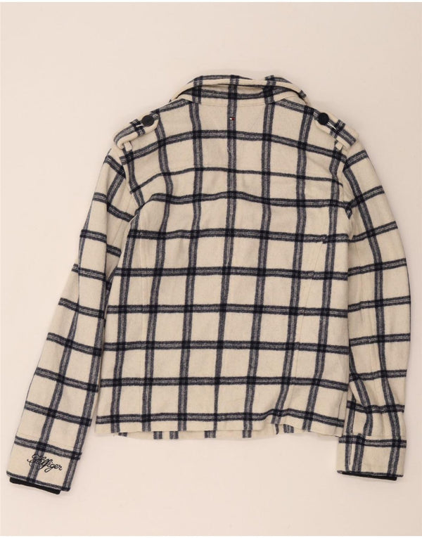 Tommy Hilfiger Girls Pea Coat 15-16 Years White Check Polyester
