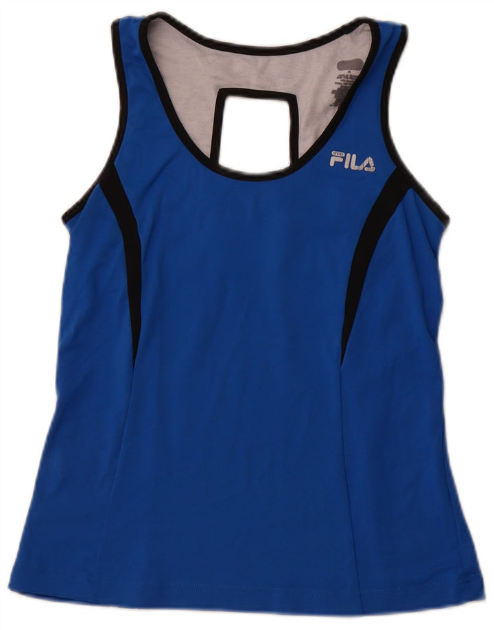 FILA Womens Vest Top UK 12 Medium Blue Colourblock Polyester Sports
