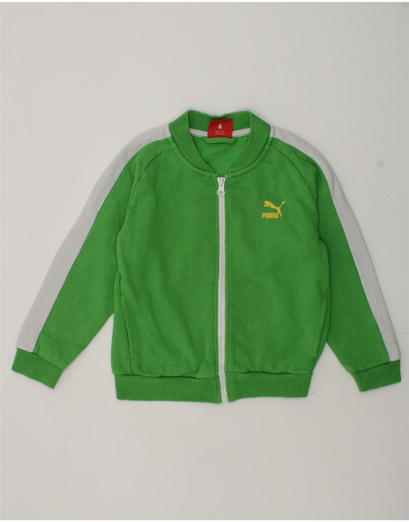 PUMA Boys Tracksuit Top Jacket 3-4 Years Green Colourblock Cotton | Vintage Puma | Thrift | Second-Hand Puma | Used Clothing | Messina Hembry 