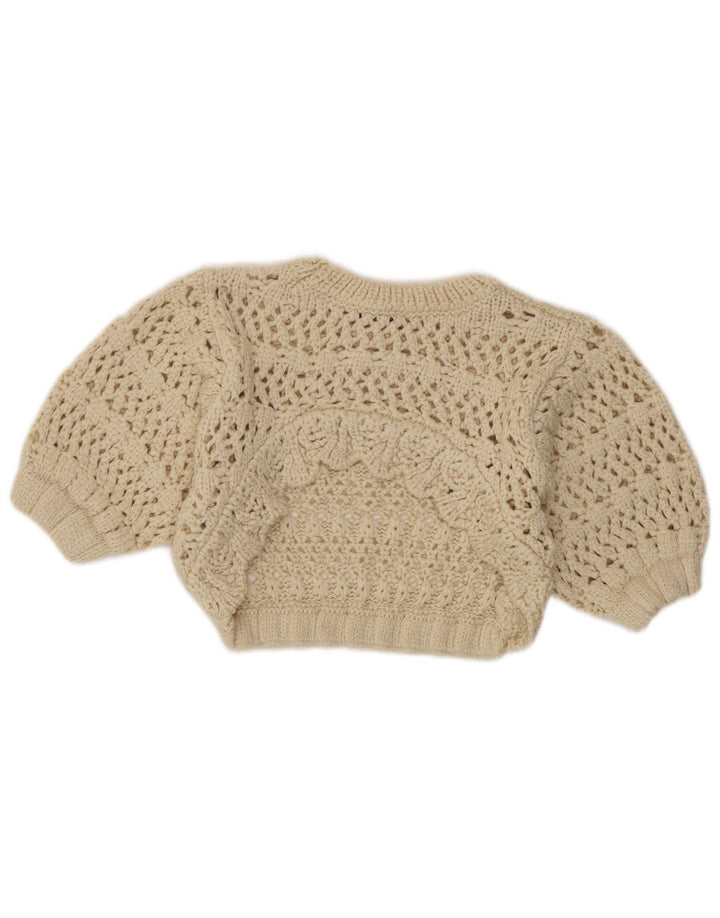 Zara Womens Knit See Through Top UK 8 Small Beige Acrylic
