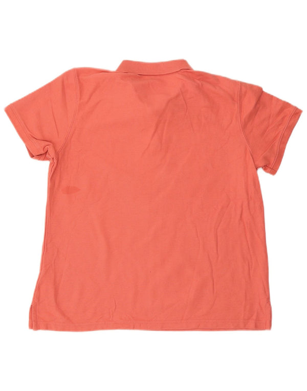L.L.Bean Womens Relaxed Fit Polo Shirt UK 16 Large Orange Cotton