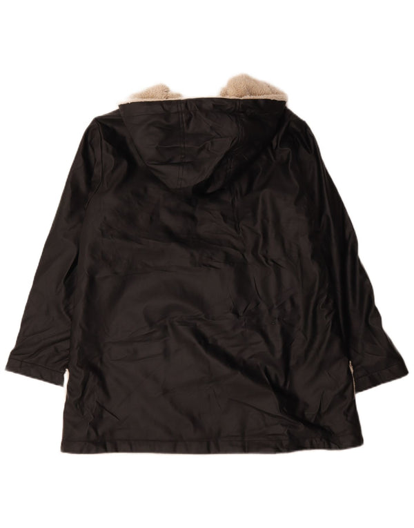 Zara Girls Hooded Sherpa Jacket 11-12 Years Black Polyethylene