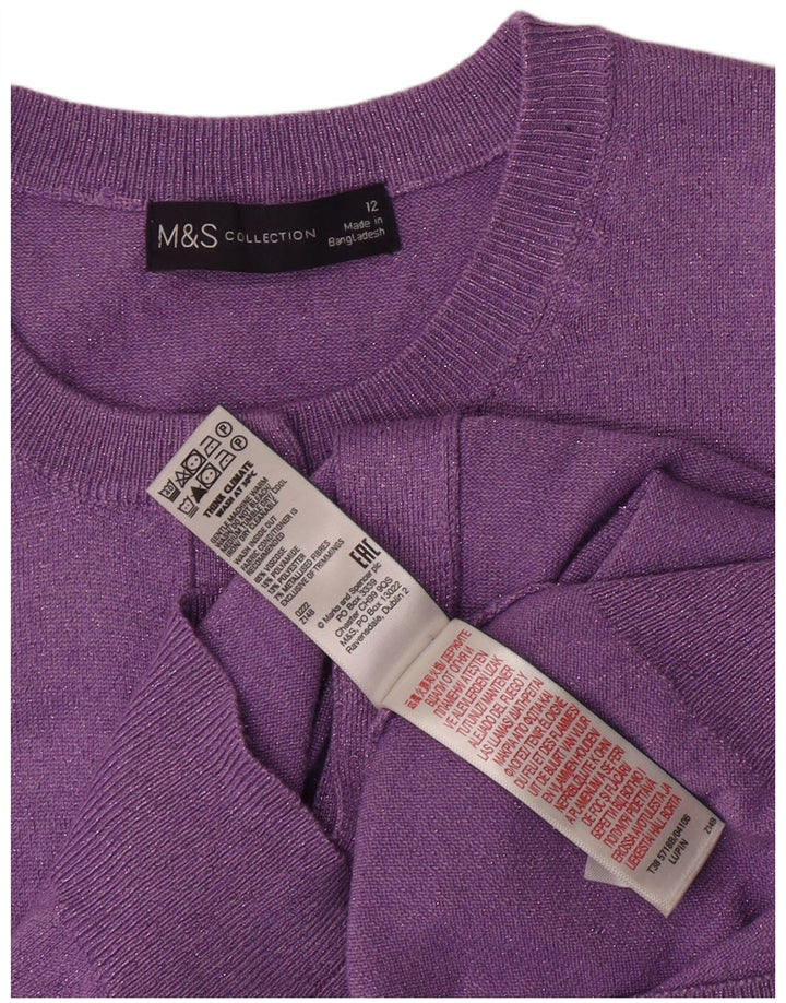 Marks & Spencer Womens Cardigan Sweater UK 12 Medium Purple Viscose