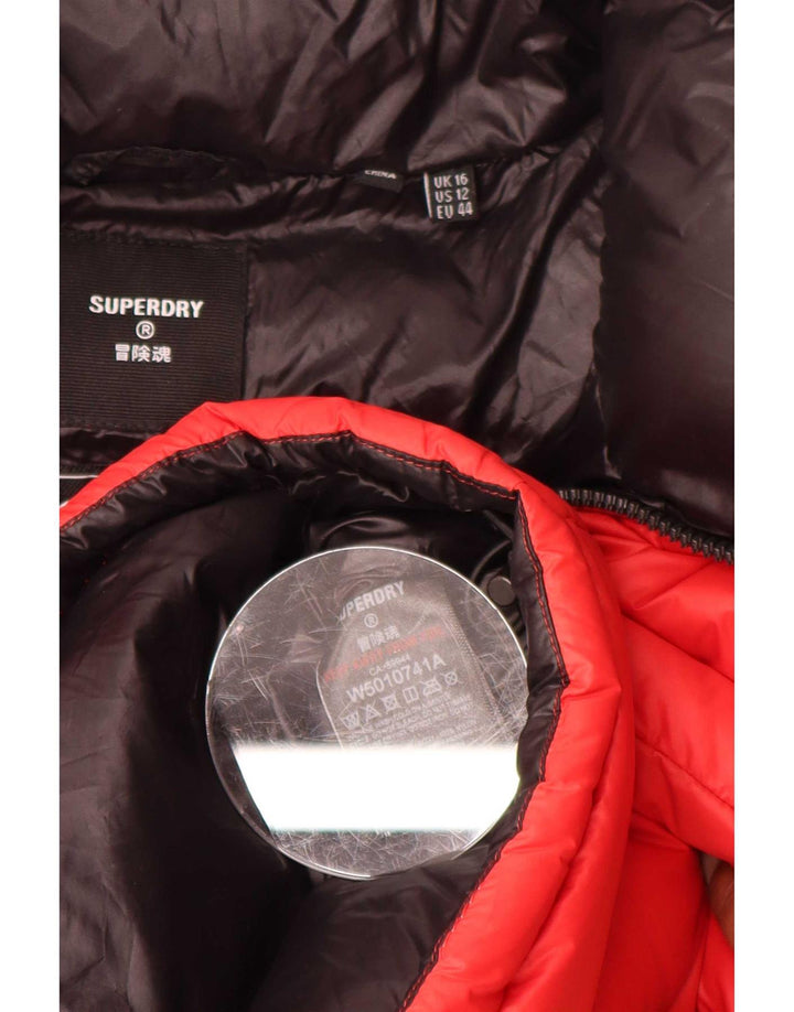 Superdry Womens Oversized Padded Jacket UK 16 Large Red Nylon