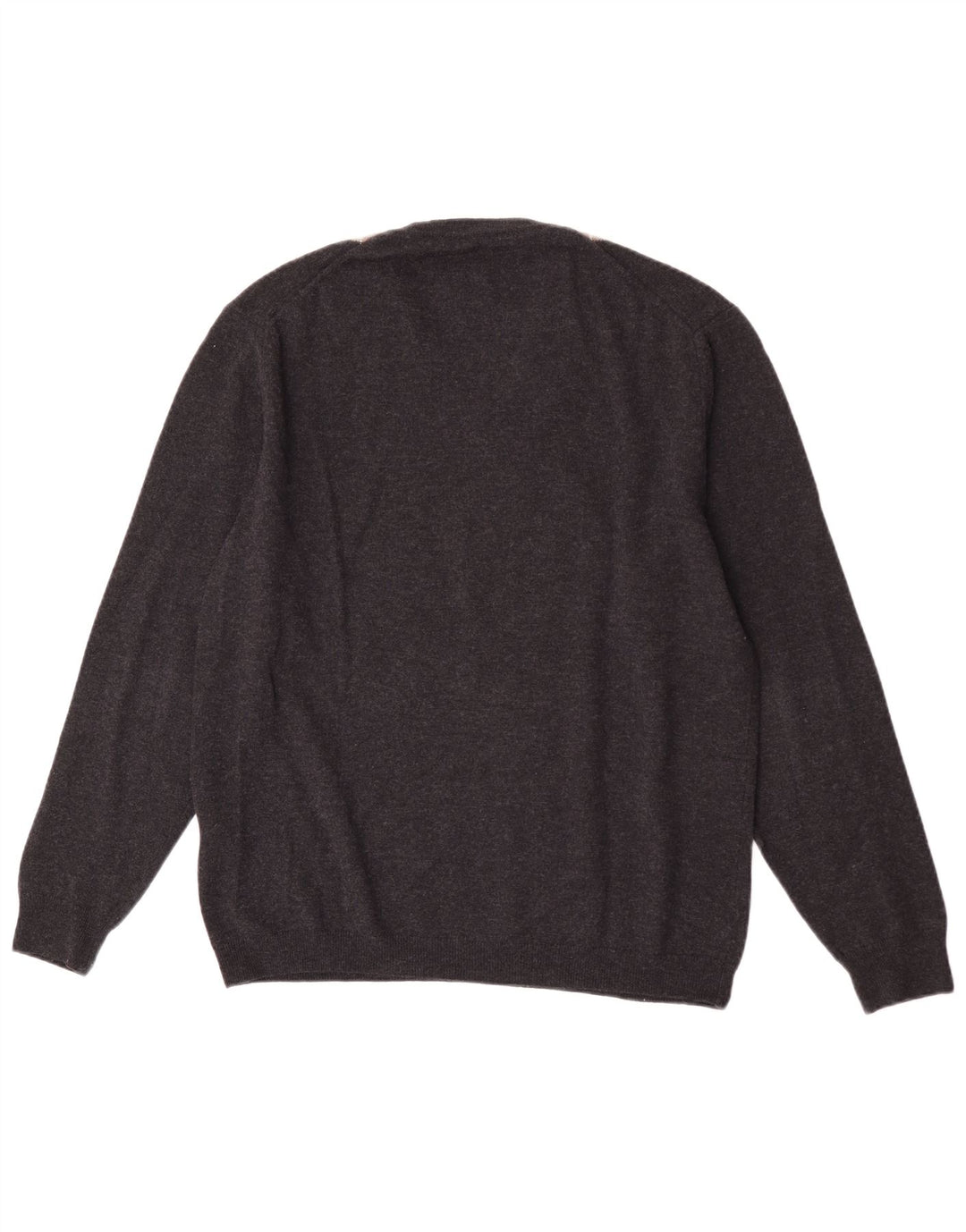 Burlington Mens V-Neck Jumper Sweater IT 52 Large Grey Argyle/Diamond
