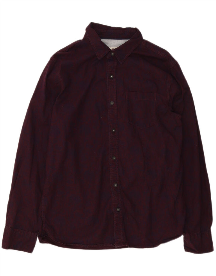Fat Face Mens Abstract Pattern Shirt Medium Burgundy Cotton
