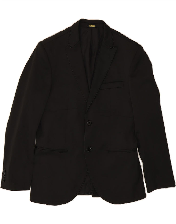 HAVANA & CO Mens 2 Button Blazer Jacket IT 48 Medium Black Polyester