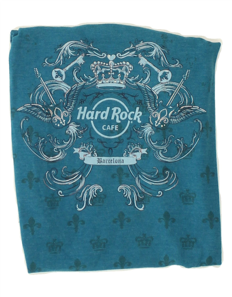 HARD ROCK CAFE Womens Barcelona Graphic T-Shirt Top UK 10 Small Blue | Vintage Hard Rock Cafe | Thrift | Second-Hand Hard Rock Cafe | Used Clothing | Messina Hembry 