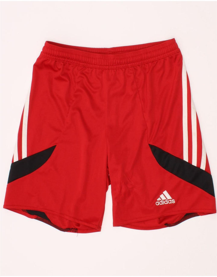Adidas Boys Climalite Sport Shorts 9-10 Years Medium Red Colourblock