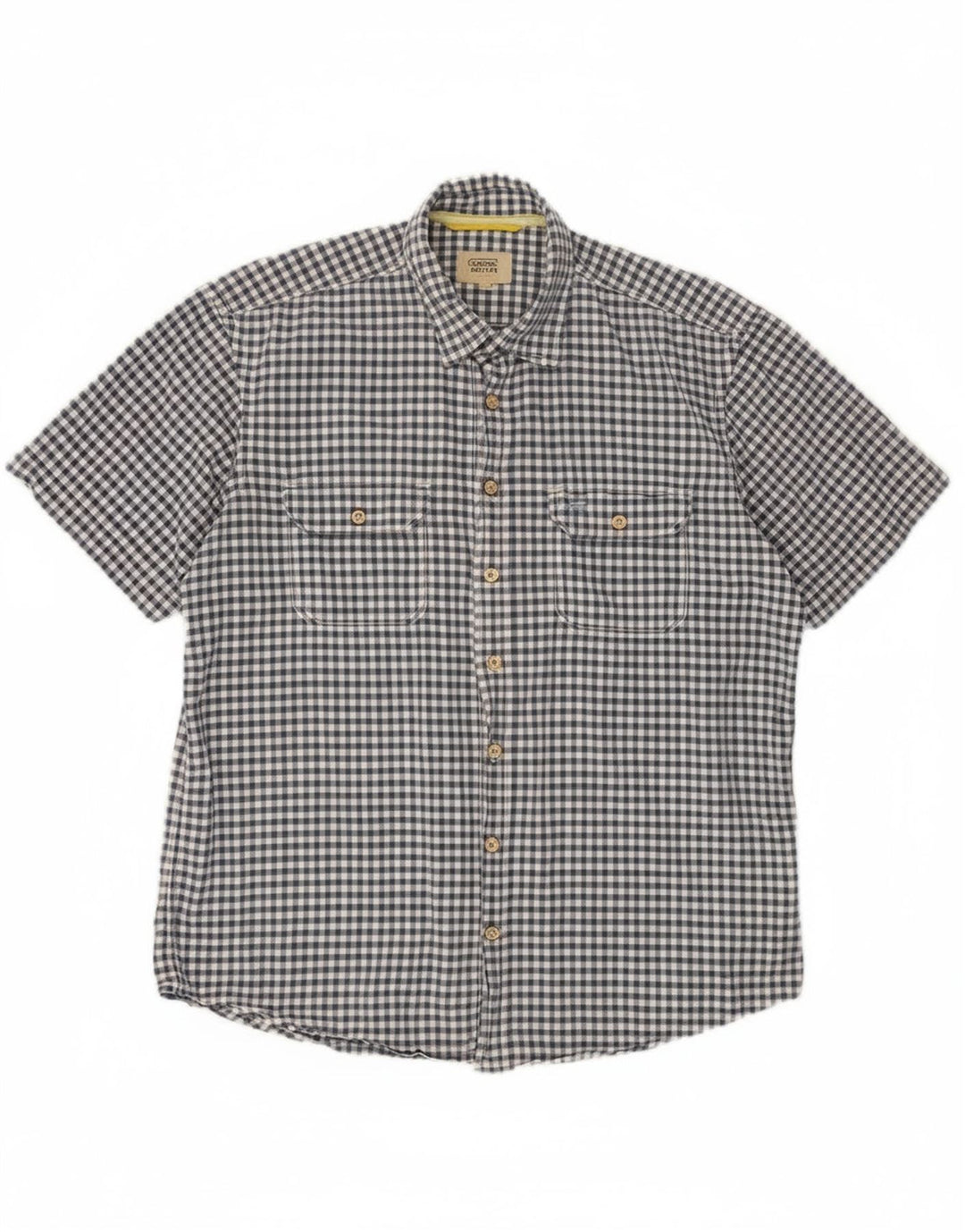 CAMEL Mens Short Sleeve Shirt Large Blue Gingham Cotton