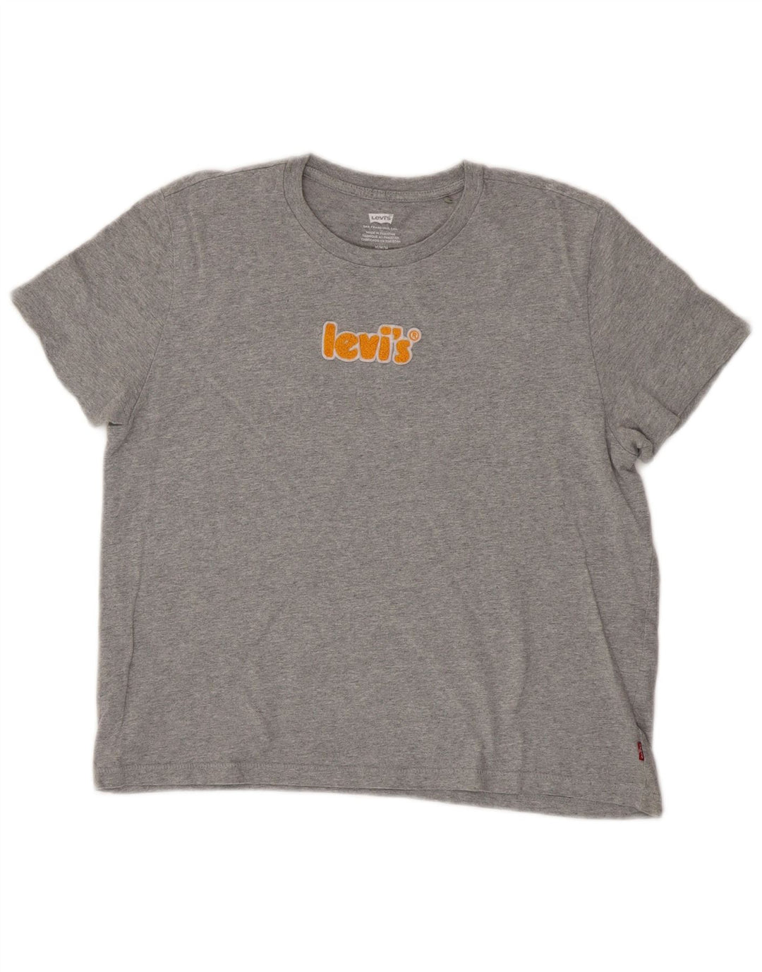 Levi's Womens Crop Graphic T-Shirt Top UK 14 Medium Grey