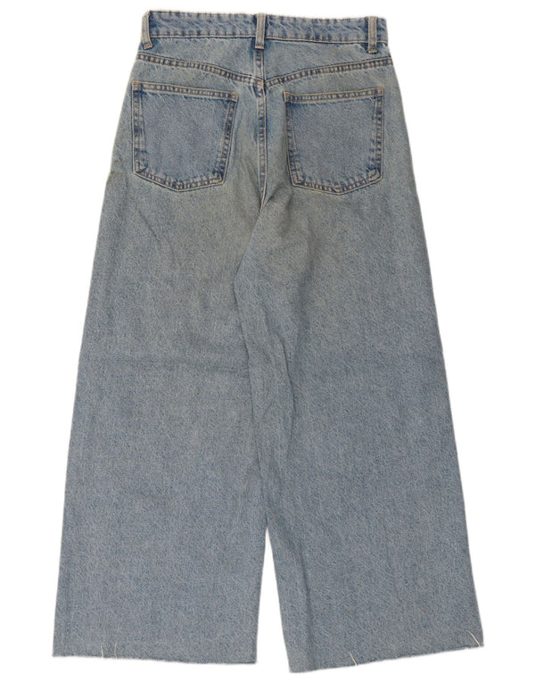 Zara Womens High Waist Crop Wide Leg Jeans EU 36 XS W26 L25 Blue Cotton